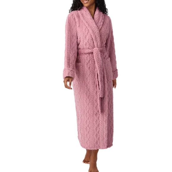 Room Service Other - Room Service Cozy Wrap Cable Knot Robe Luxurious Pink M NWT Pockets Loungewear